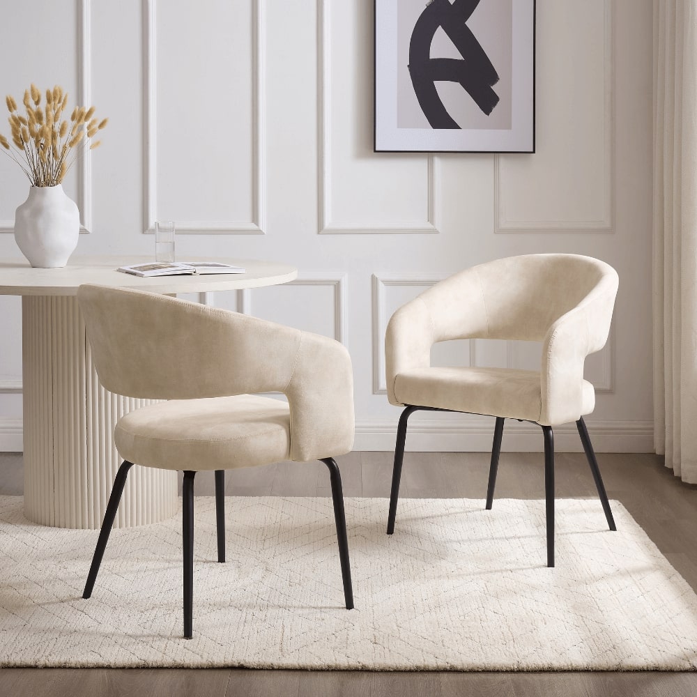Maya Round Light Cream Ceramic Dining Set With 4 Jasmine Chairs