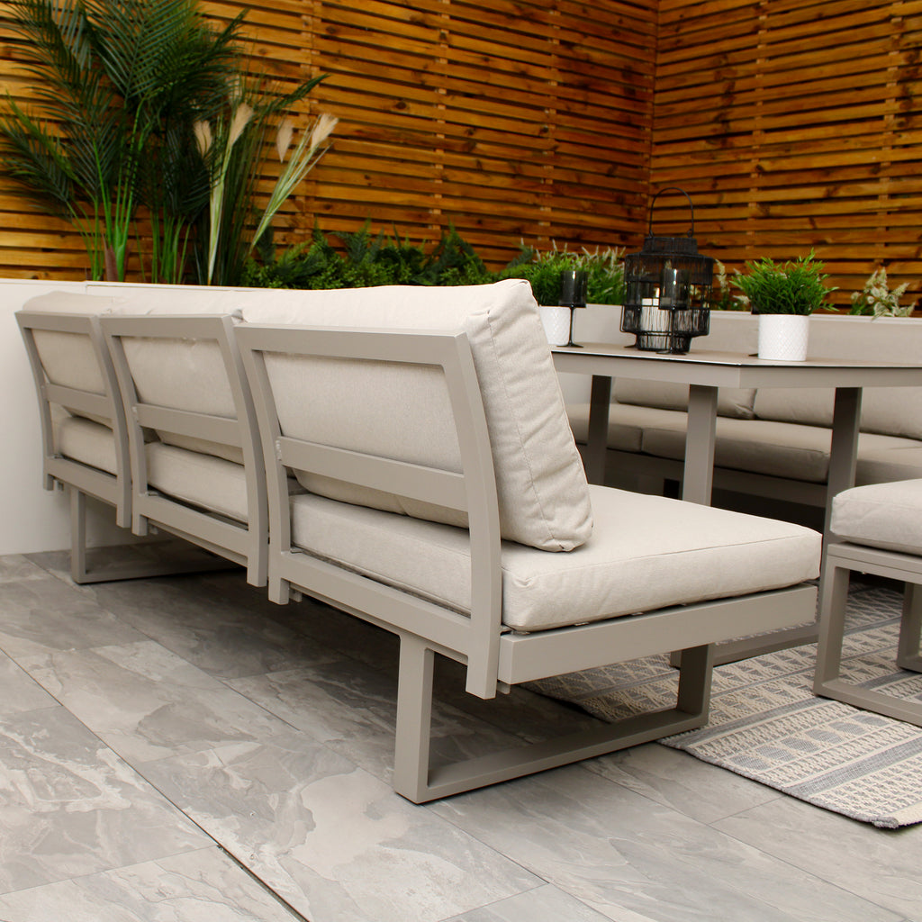 Porto Neutral Light Grey Aluminium Frame Sofa Dining Modular Garden Set