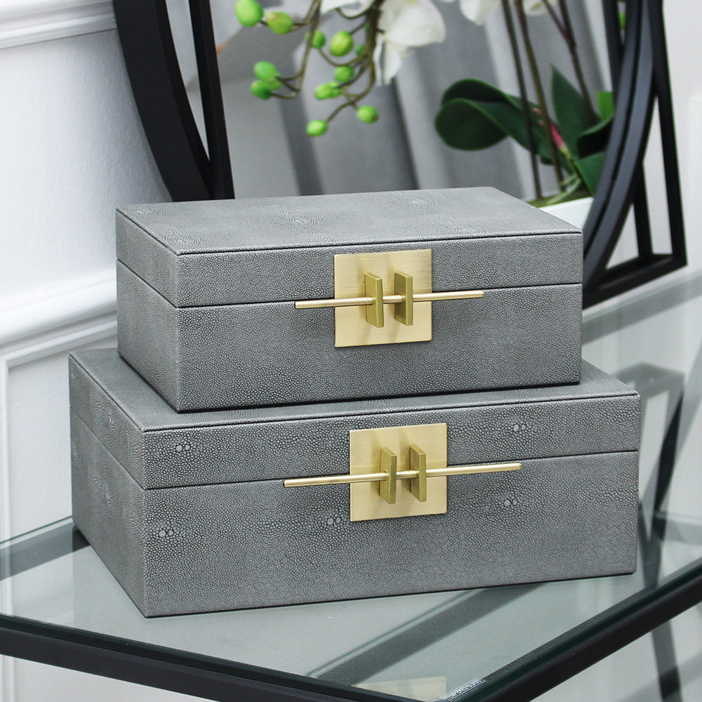 Grey Faux Leather Storage Box