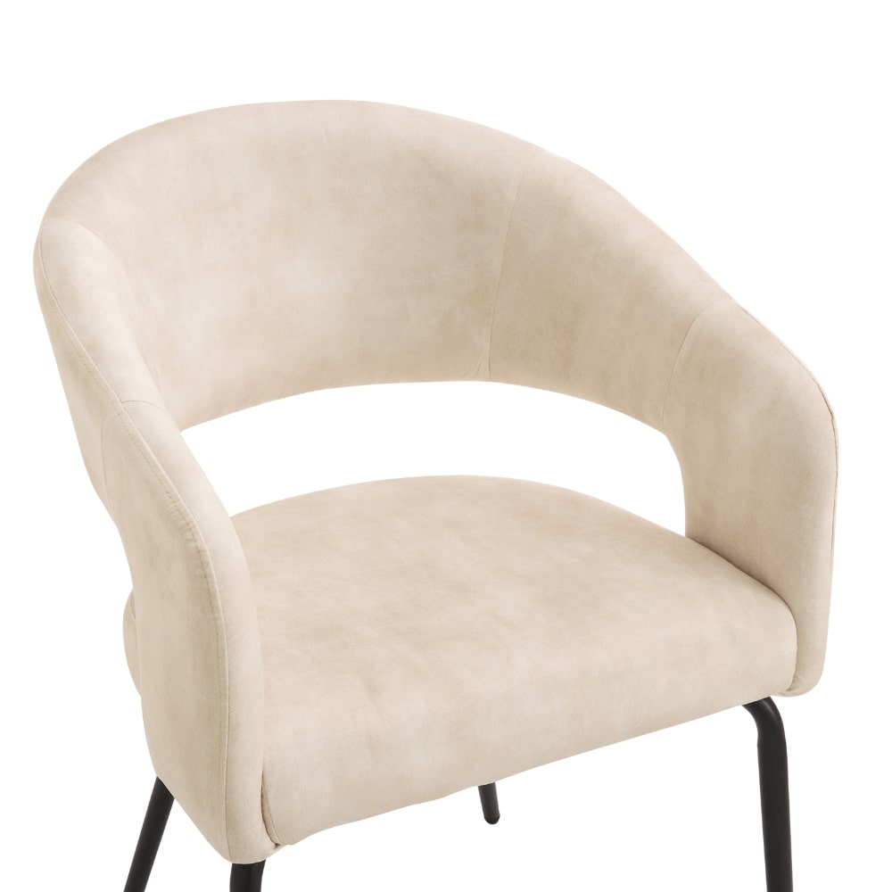Jasmine Cream Velvet Dining Chair With Black Legs