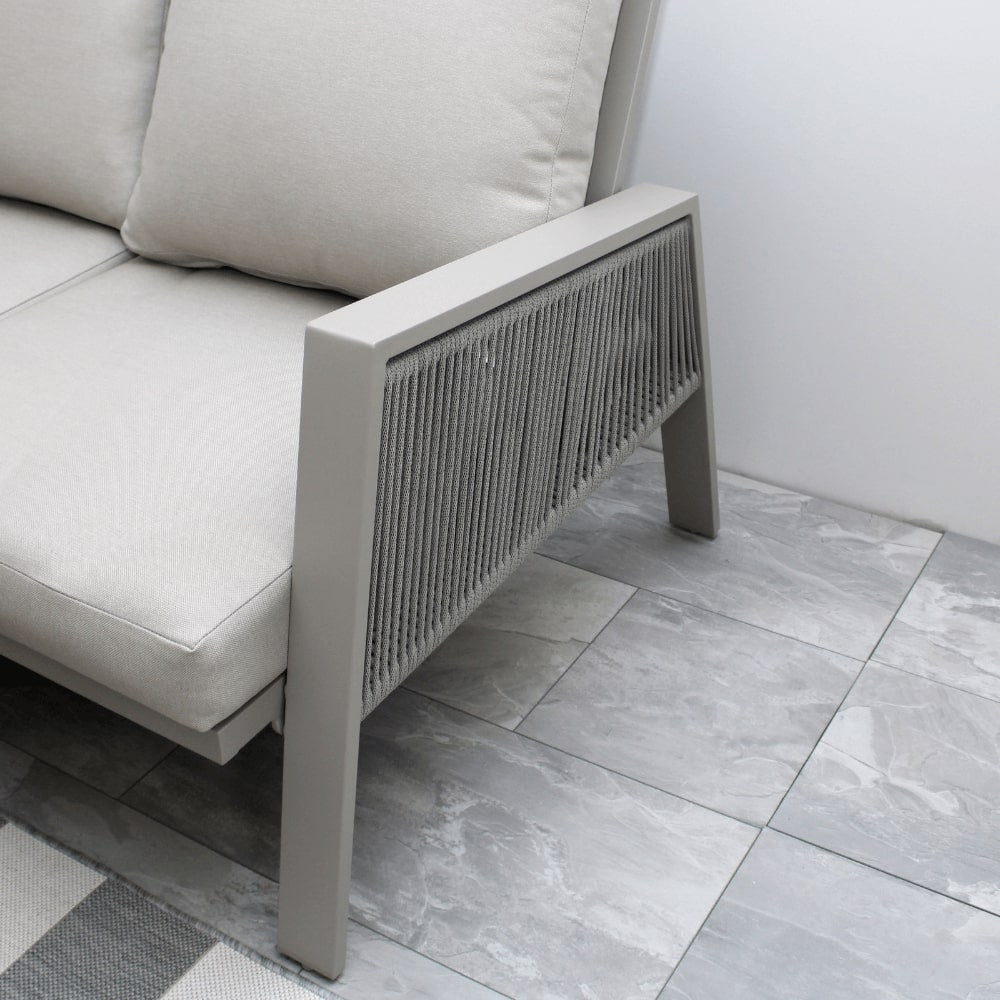 Sicily Light Grey Aluminium 6 Seater Garden Corner Sofa Dining Set