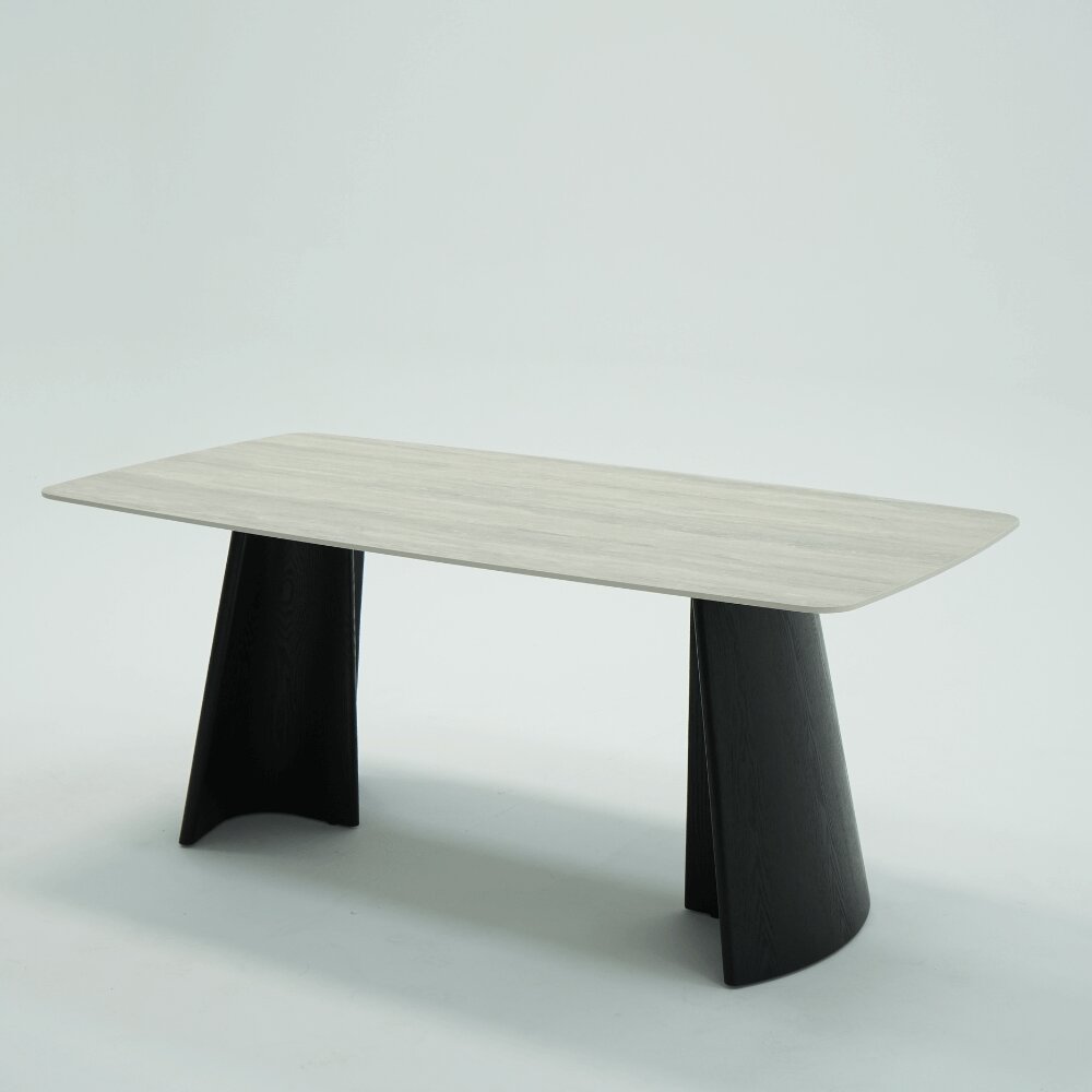 Zara Black Wood and White Ceramic Dining Table