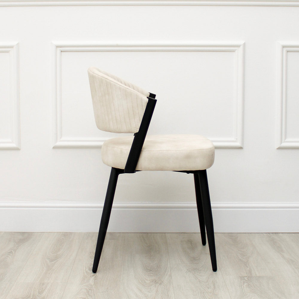Maria Cream Curved Velvet Dining Chair