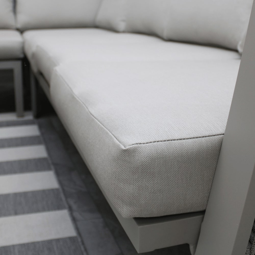 Sicily Light Grey Aluminium 6 Seater Garden Corner Sofa Dining Set