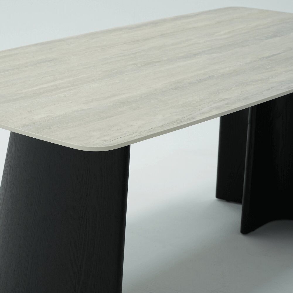 Zara Black Wood and White Ceramic Dining Table