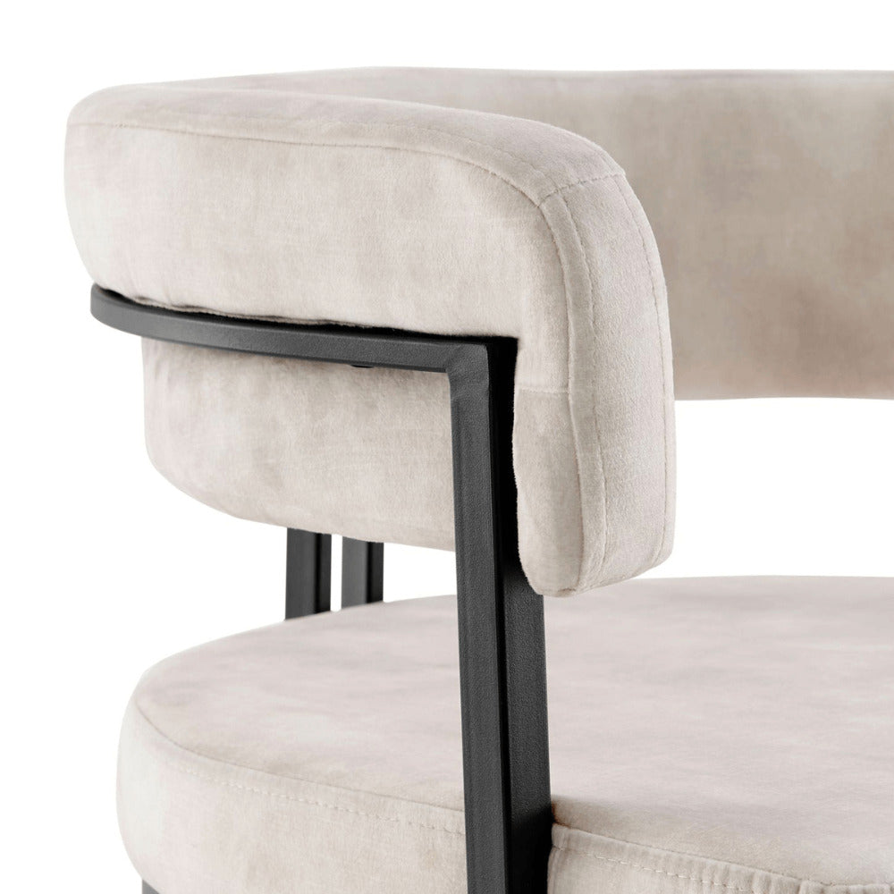 Mia Curved Cream Velvet Counter Stool