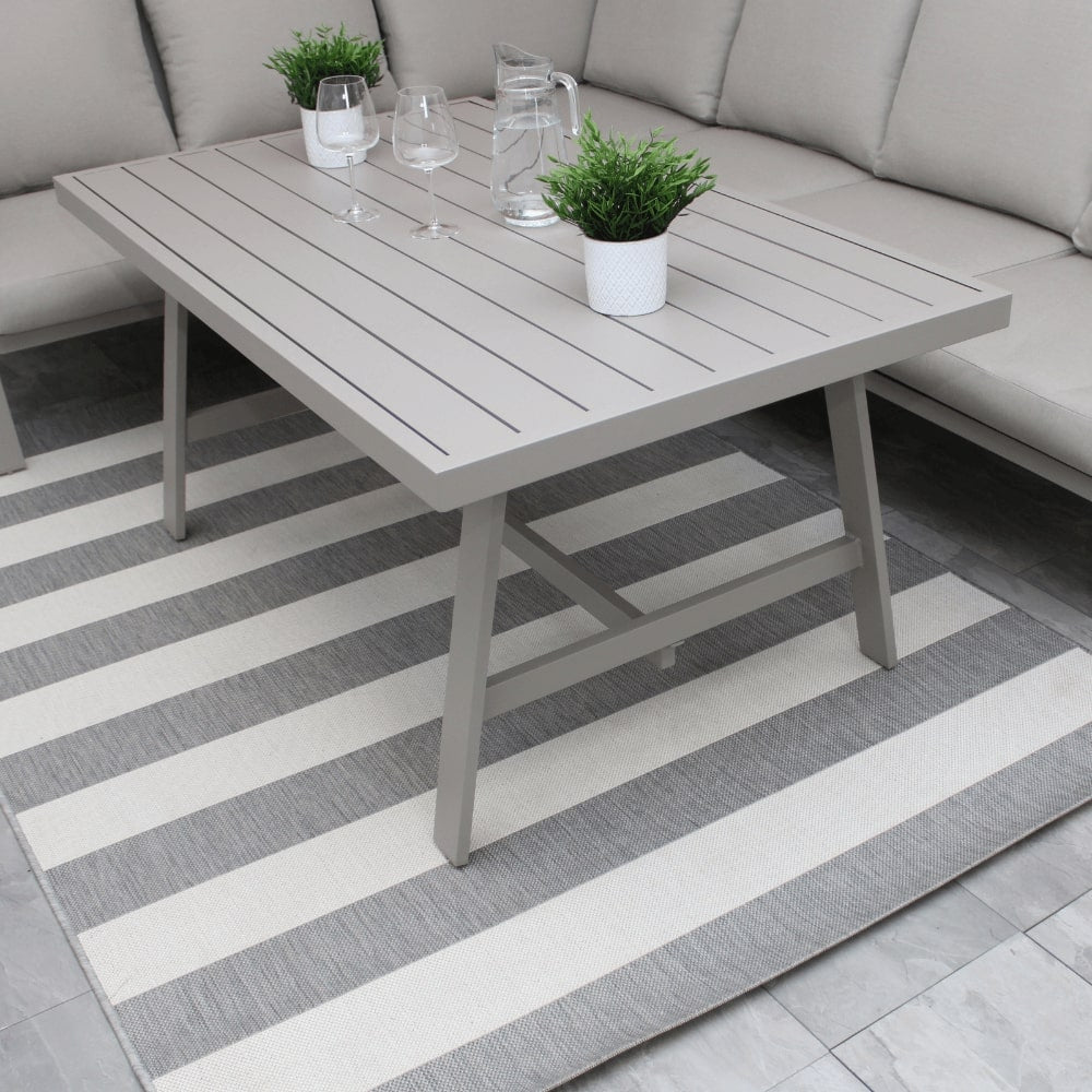 Sicily Light Grey Aluminium 6 Seater Garden Corner Sofa Dining Set