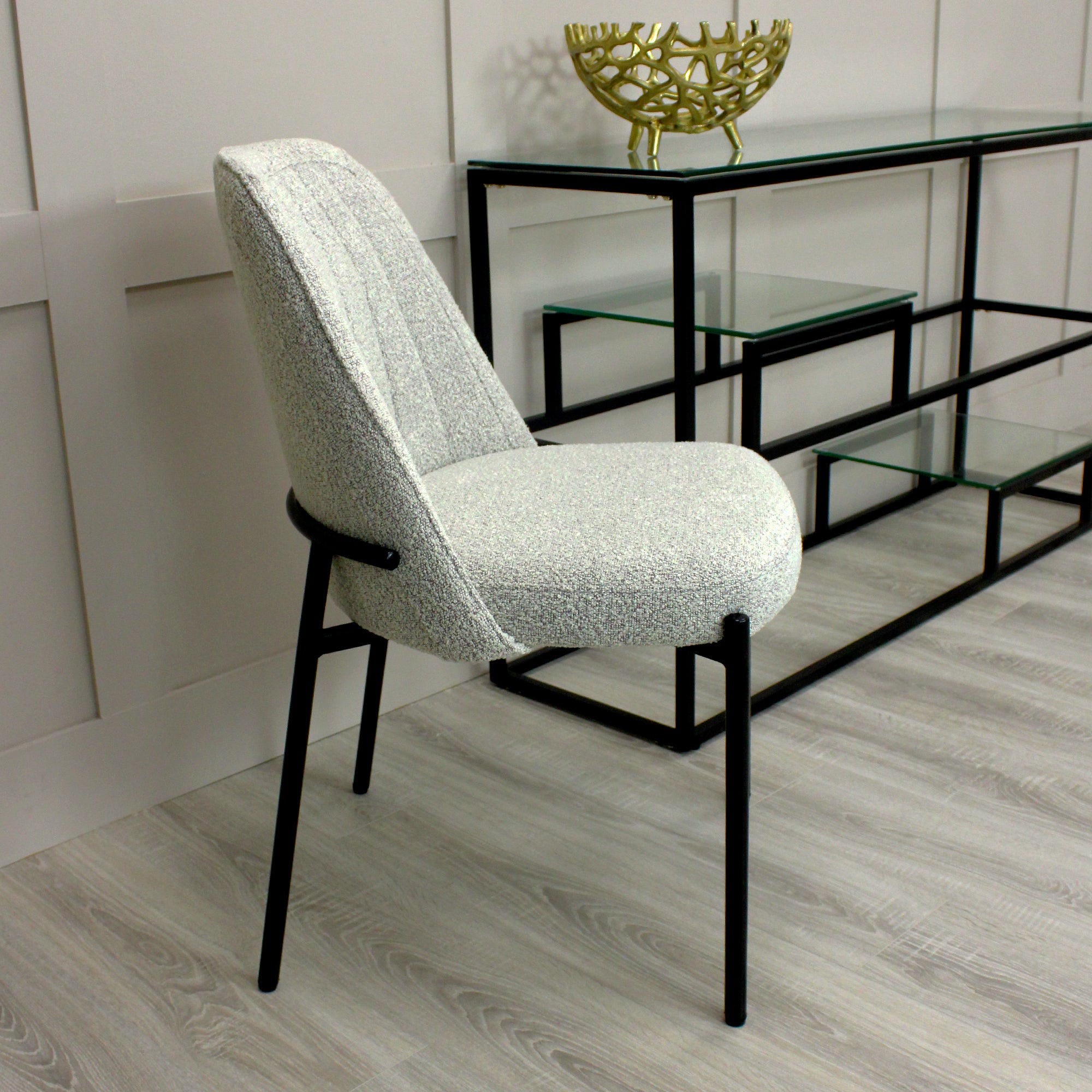 Adele Light Grey Boucle Dining Chair