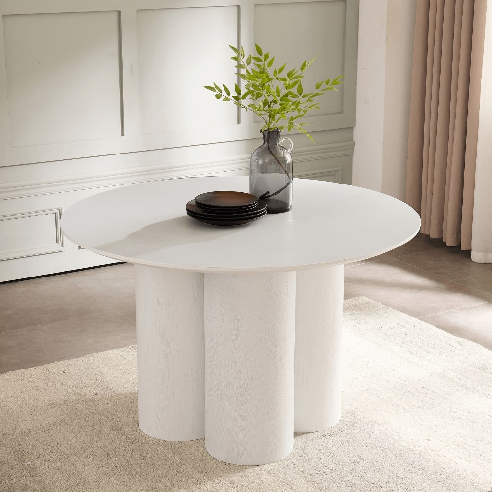 Marco White Round Wooden Dining Set With 4 Jasmine Chairs