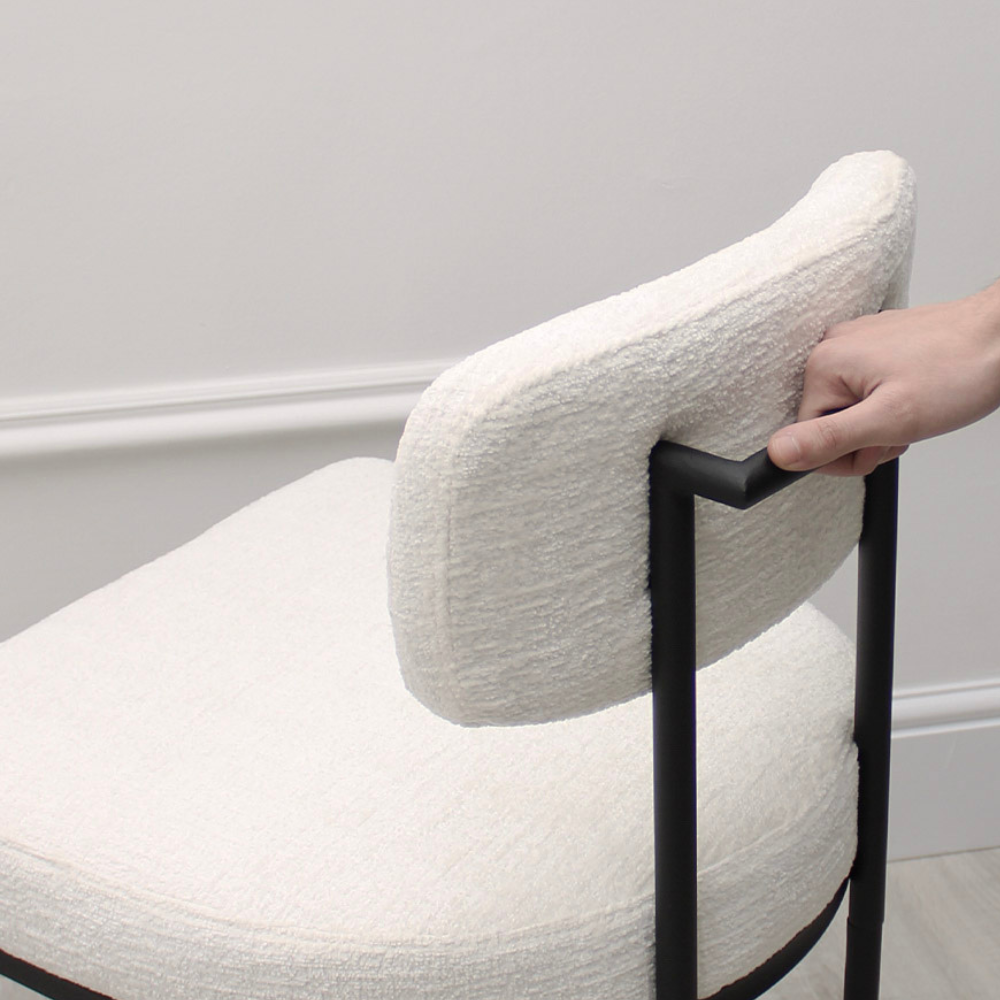 Rhea White Fabric Dining Chair