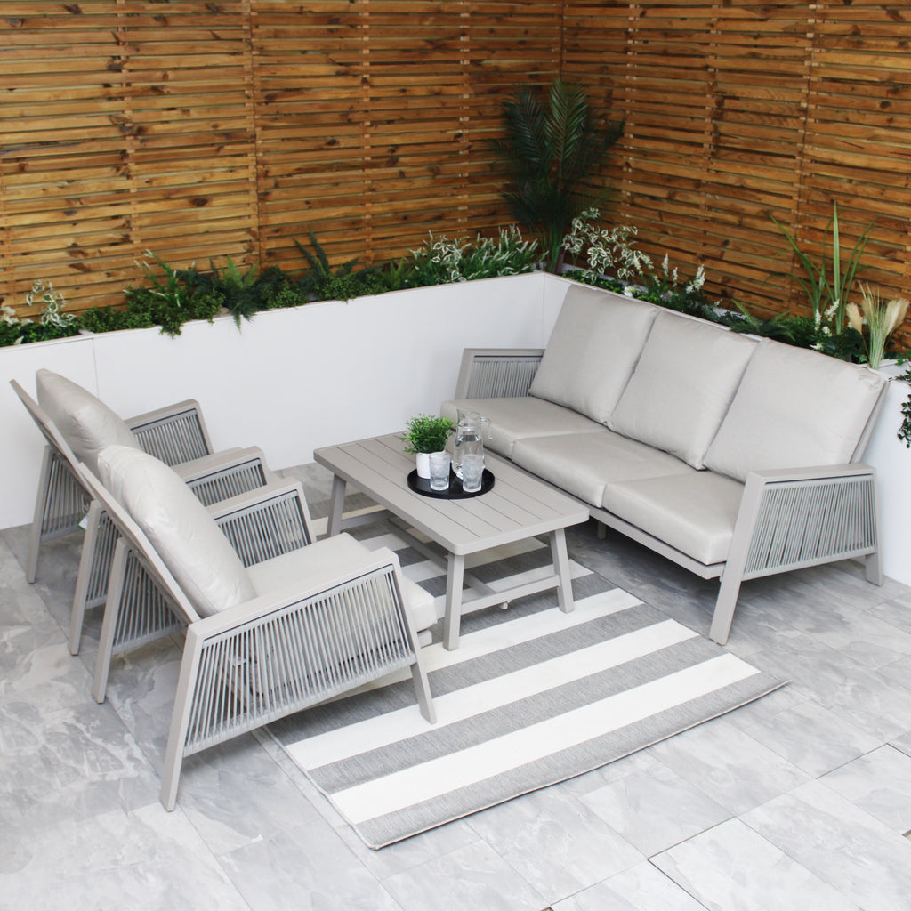 Sicily Light Grey Aluminium 5 Seater Garden Sofa Set