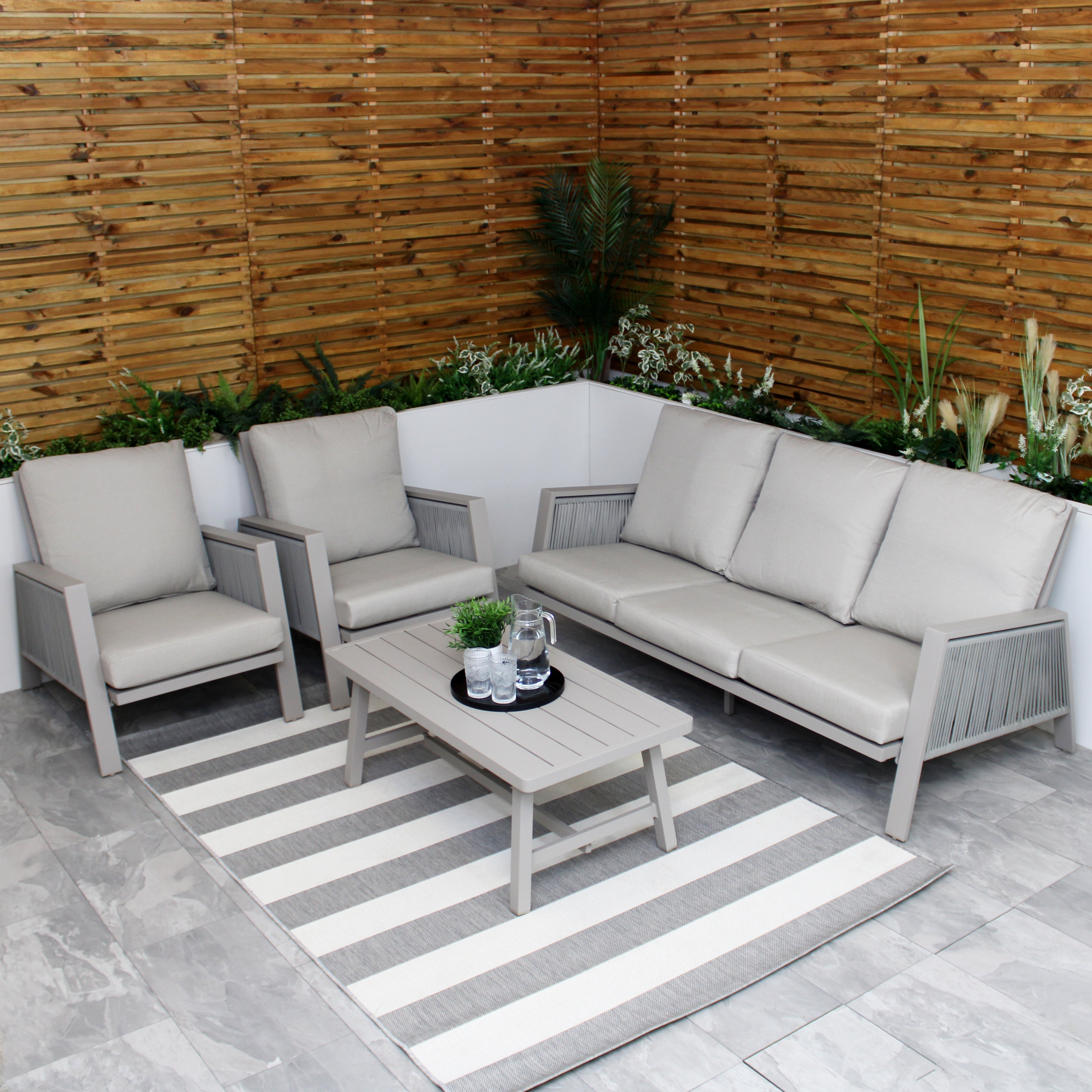 Sicily Light Grey Aluminium 5 Seater Garden Sofa Set