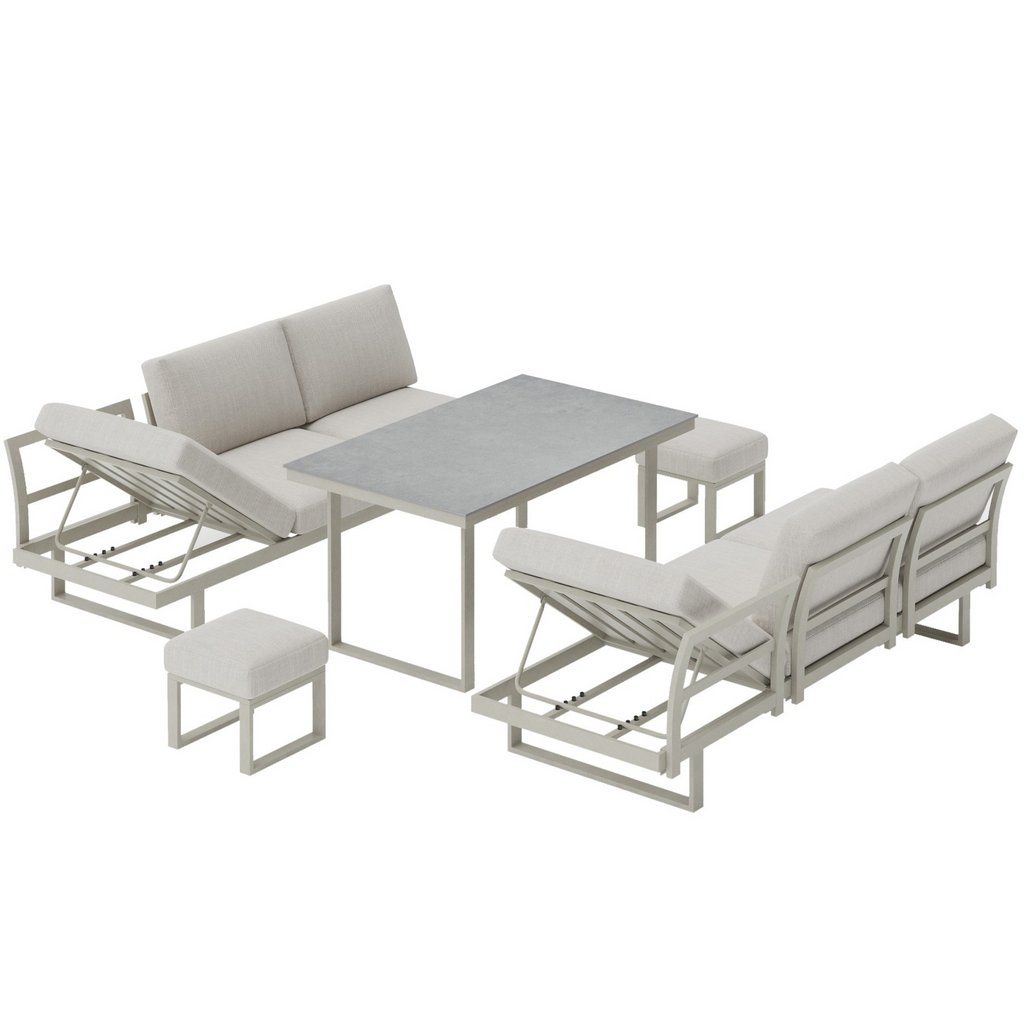 Porto Neutral Light Grey Aluminium Frame Sofa Dining Modular Garden Set