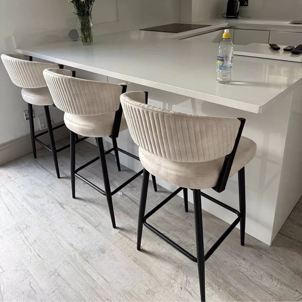 Maria Cream Curved Velvet Bar Stool