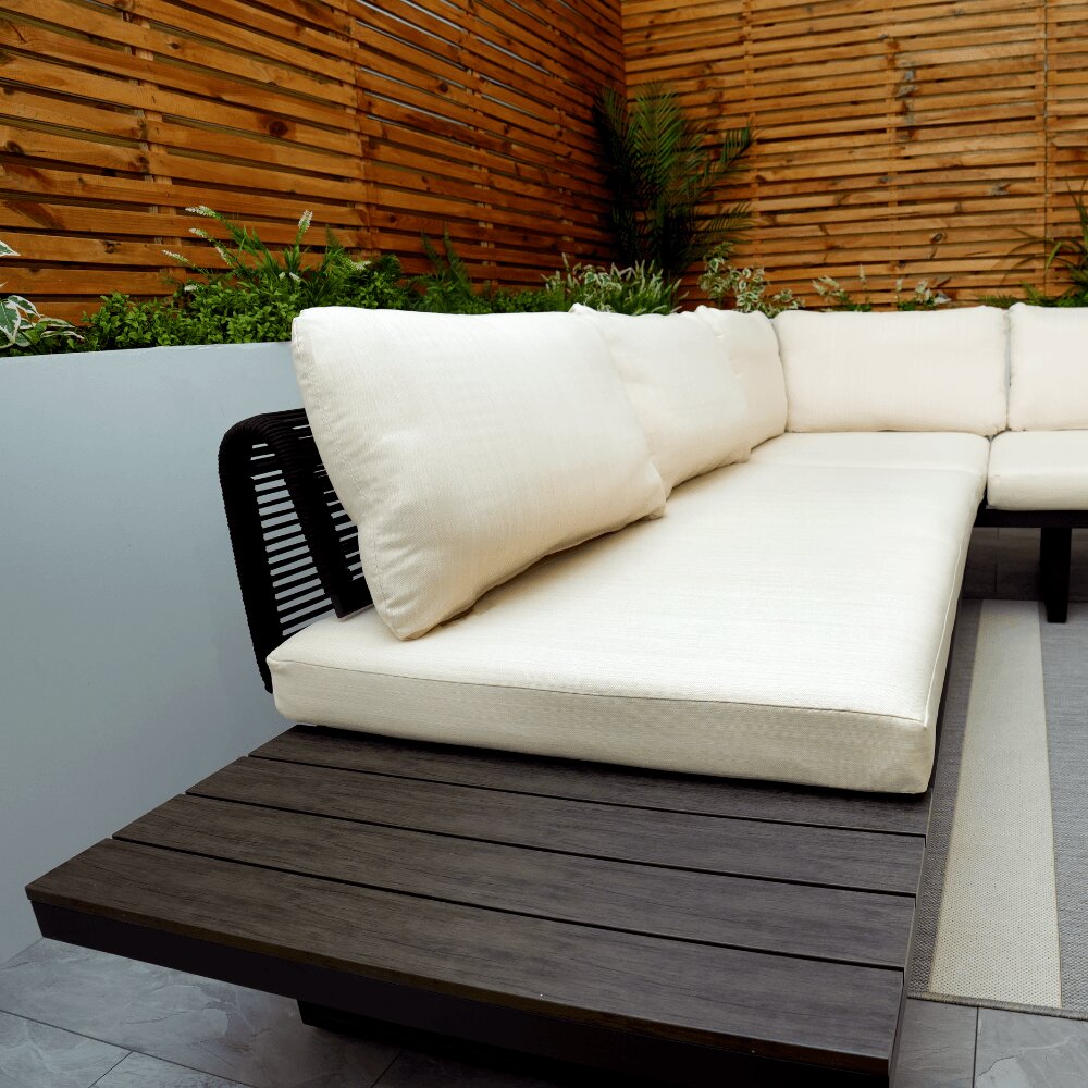 Naples Cream Aluminium 5 Seater Modular Corner Sofa Lounge Garden Set
