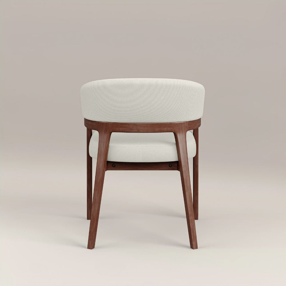 Kenso Walnut Wood Ivory Linen Dining Chair