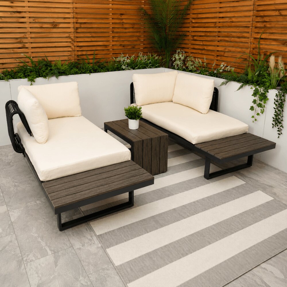 Naples Cream Aluminium 4 Seater Modular Corner Sofa Chaise Garden Set
