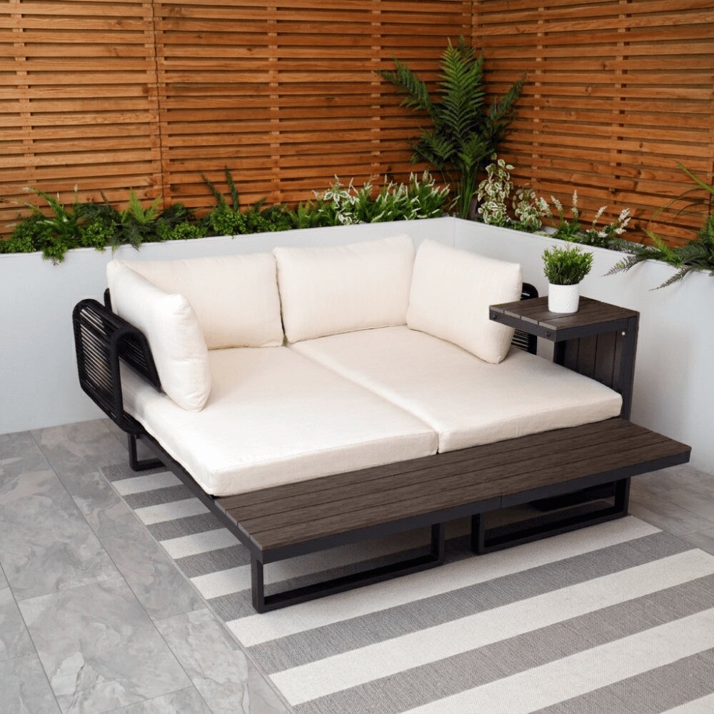 Naples Cream Aluminium 4 Seater Modular Corner Sofa Chaise Garden Set