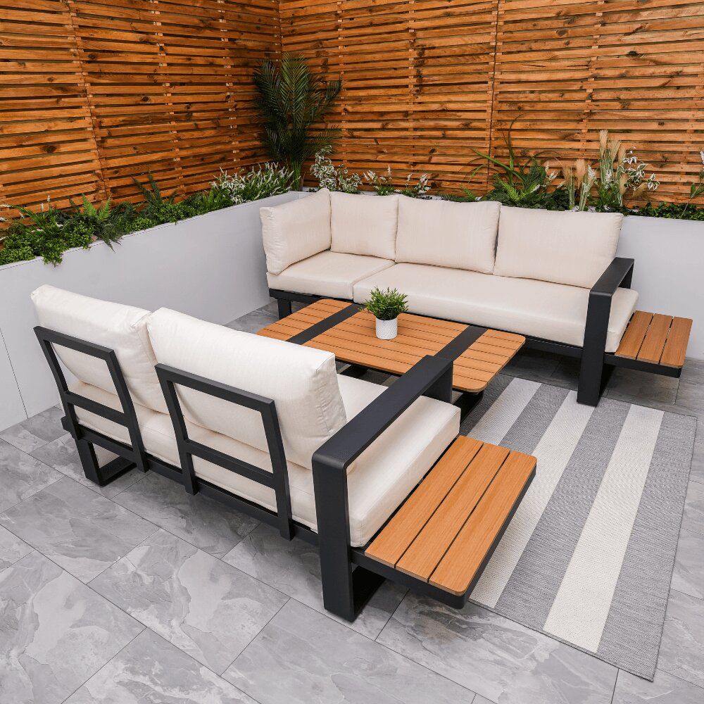 Miami Cream Aluminium 5 Seater Corner Sofa Garden Set