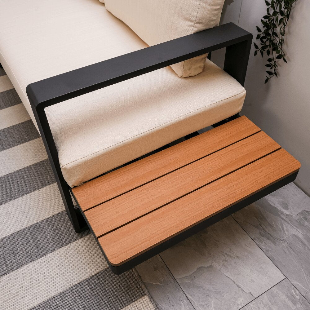 Miami Cream Aluminium 5 Seater Corner Sofa Garden Set