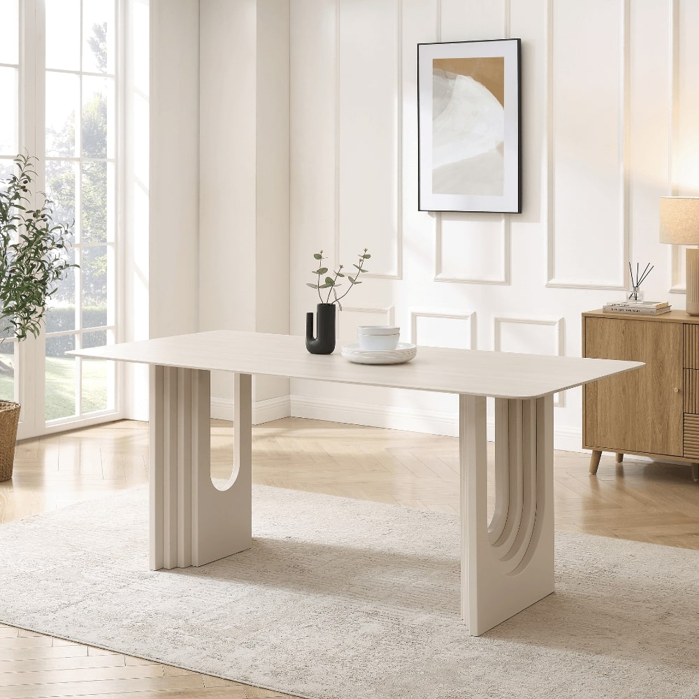 Apollo White Ceramic Dining Set With 4 Elle Chairs