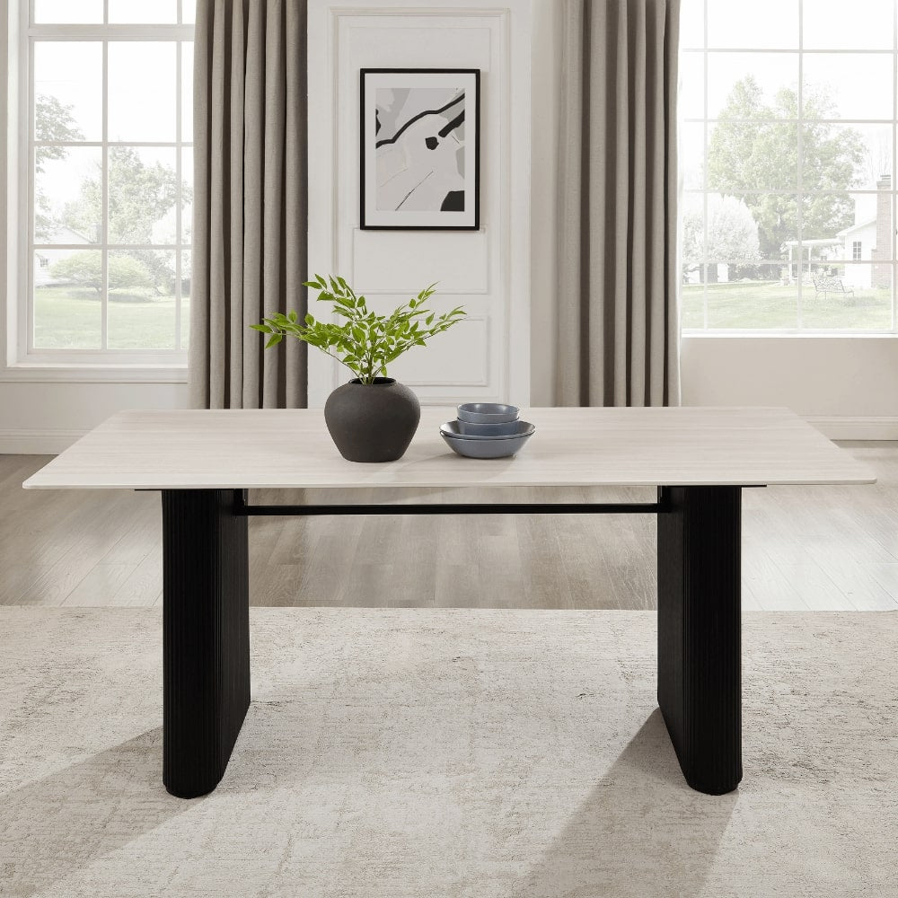 Siena White Ceramic Dining Set With 4 Celine Chairs
