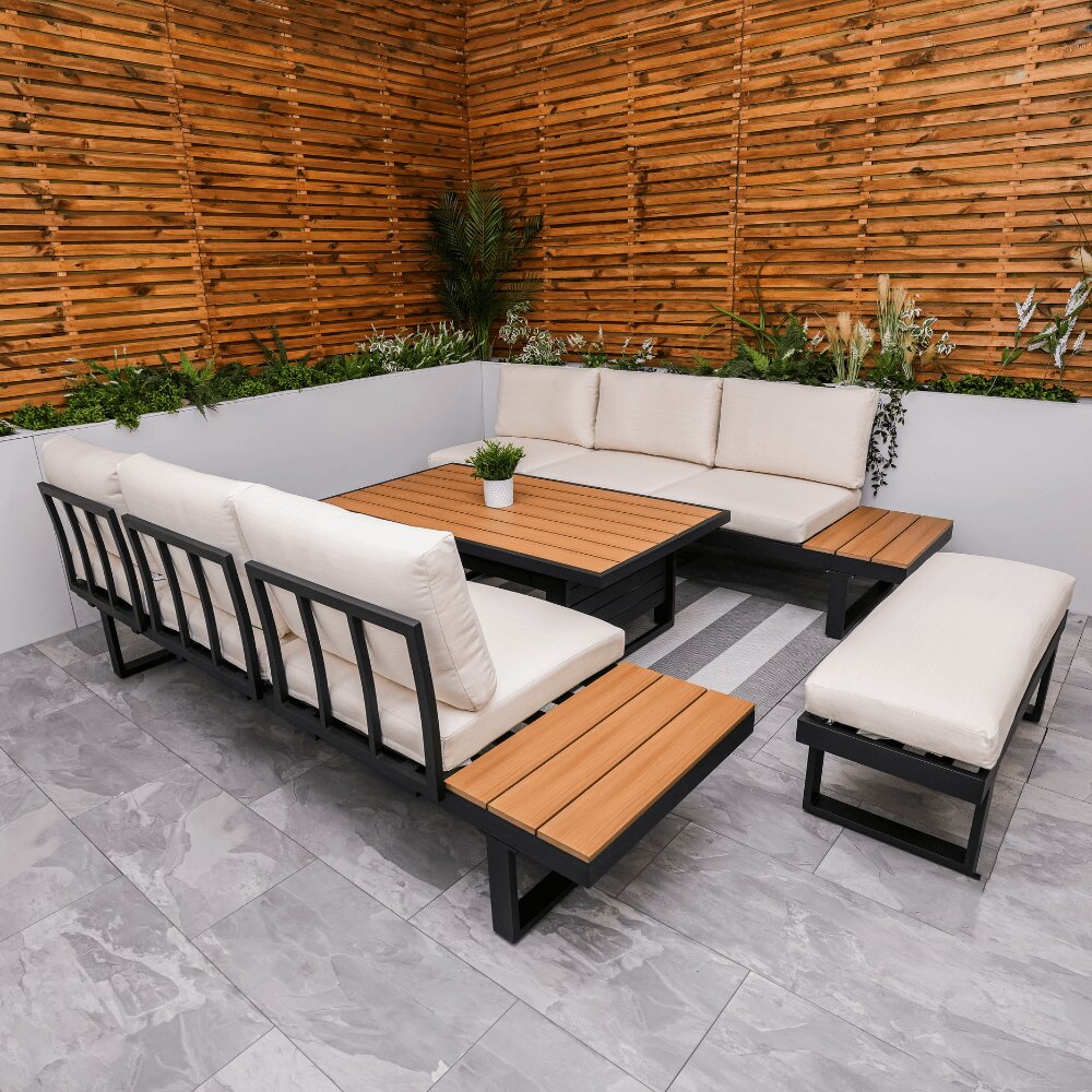 Geneva Cream Aluminium Frame Modular Sofa Dining Garden Set