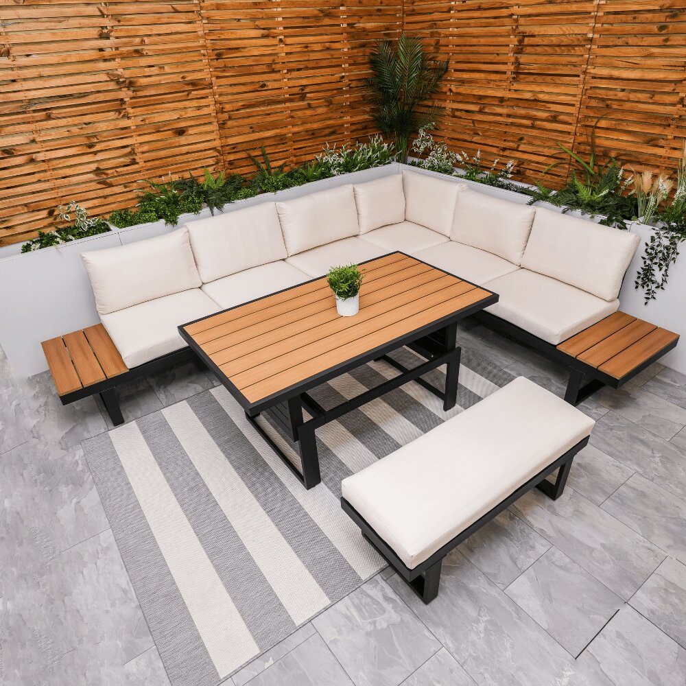 Geneva Cream Aluminium Frame Modular Sofa Dining Garden Set