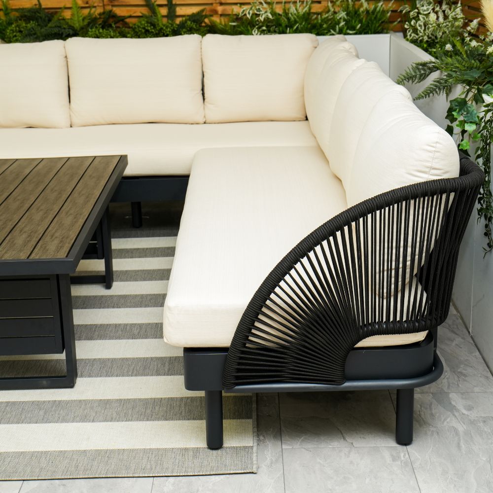 Paris Cream Aluminium 6 Seater Corner Sofa Garden Set