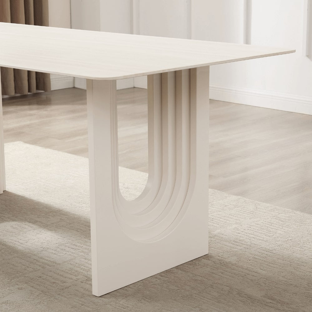 Apollo White Ceramic Dining Set With 4 Jasmine Cream Chairs