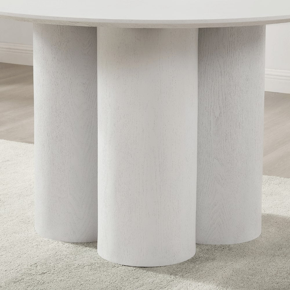 Marco White Round Wooden Dining Set With 4 Maria Chairs