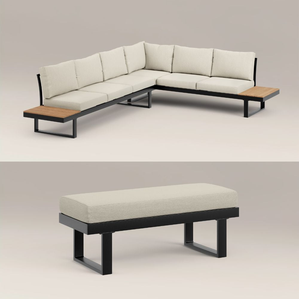 Geneva Cream Aluminium Frame Modular Sofa Dining Garden Set