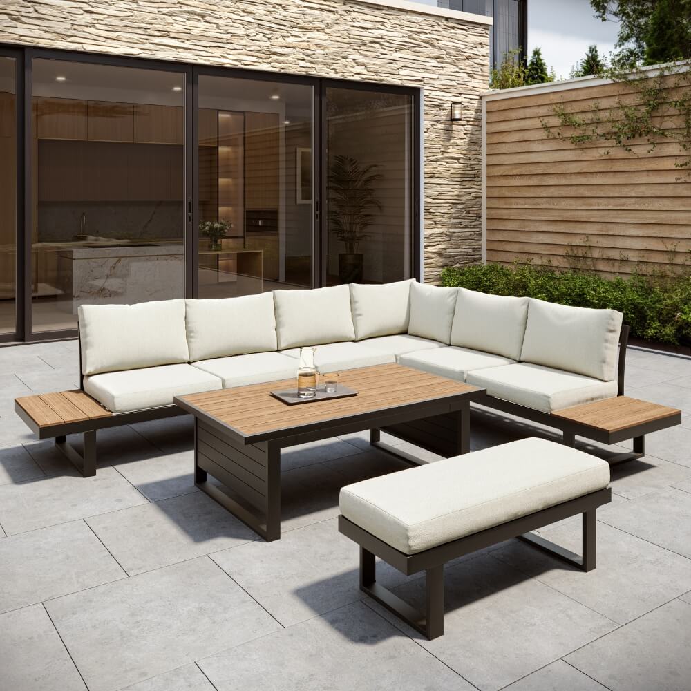 Geneva Cream Aluminium Frame Modular Sofa Dining Garden Set