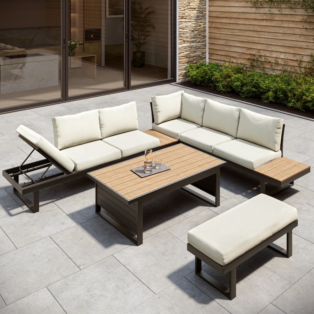Geneva Cream Aluminium Frame Modular Sofa Dining Garden Set