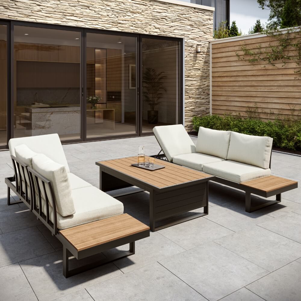 Geneva Cream Aluminium Frame Modular Sofa Dining Garden Set