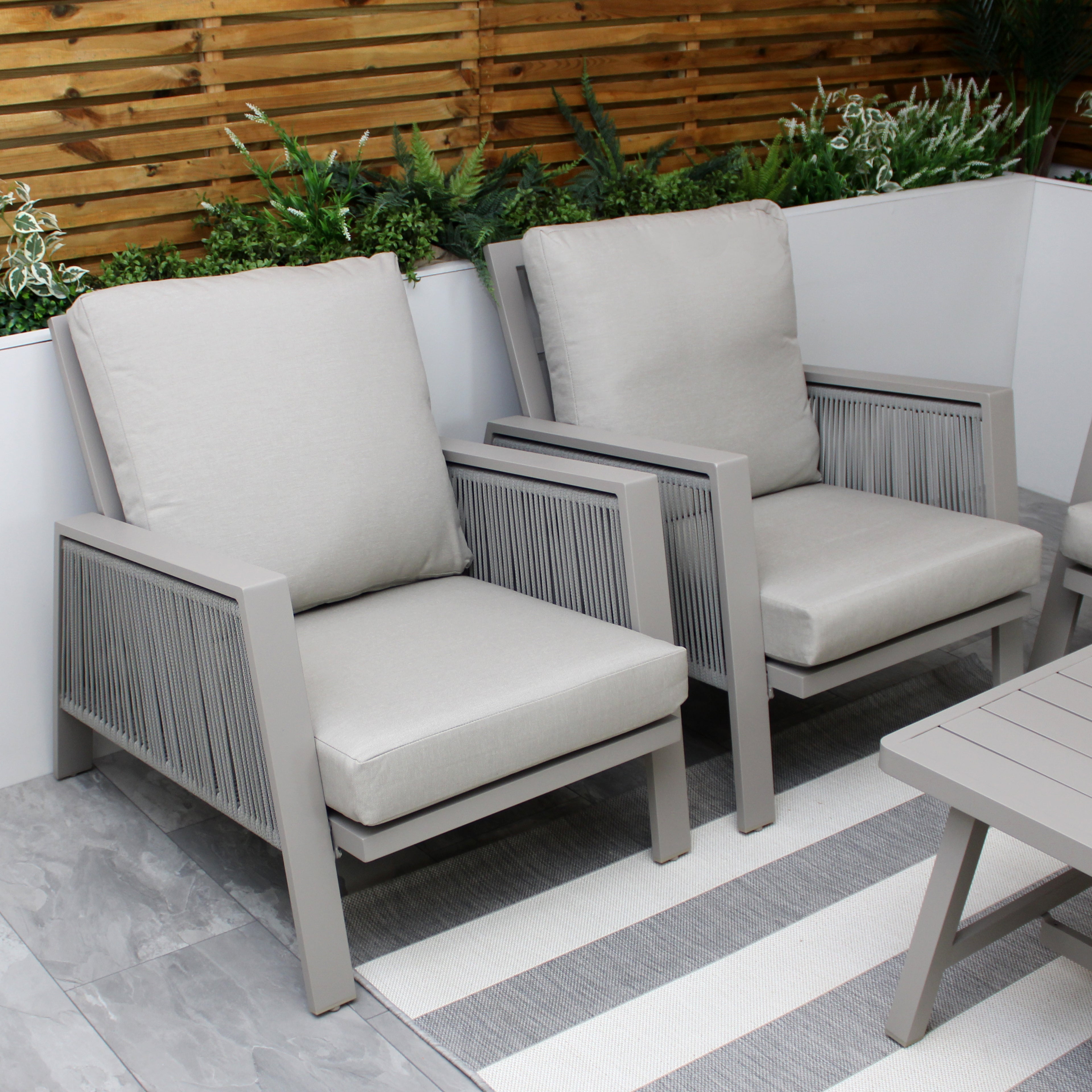 Sicily Light Grey Aluminium 5 Seater Garden Sofa Set