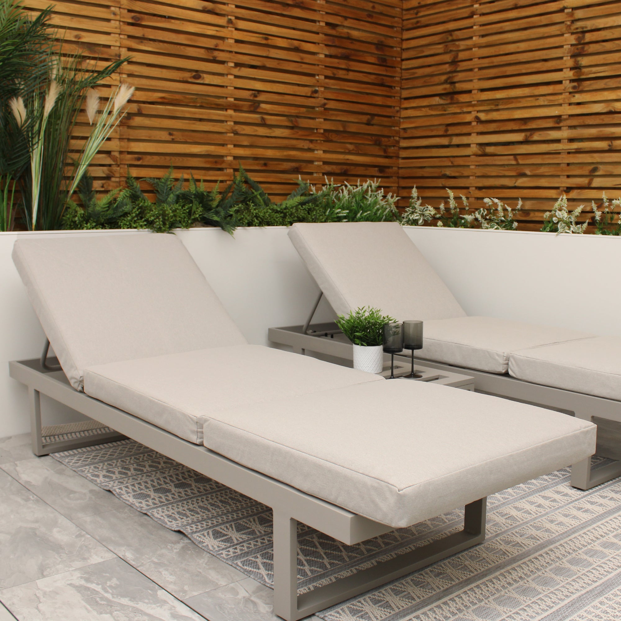 Porto Neutral Light Grey Aluminium Frame Sofa Dining Modular Garden Set