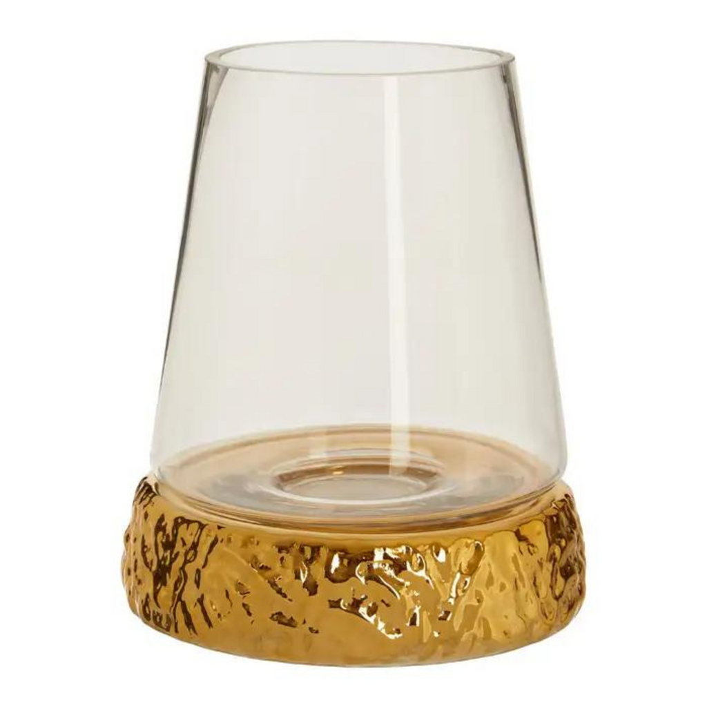 Large Gold Hurricane Candle Holder