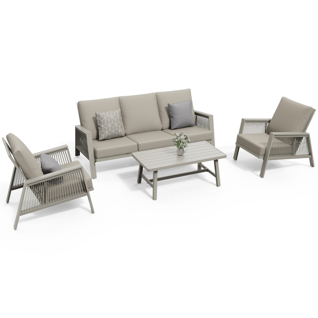 Sicily Light Grey Aluminium 5 Seater Garden Sofa Set