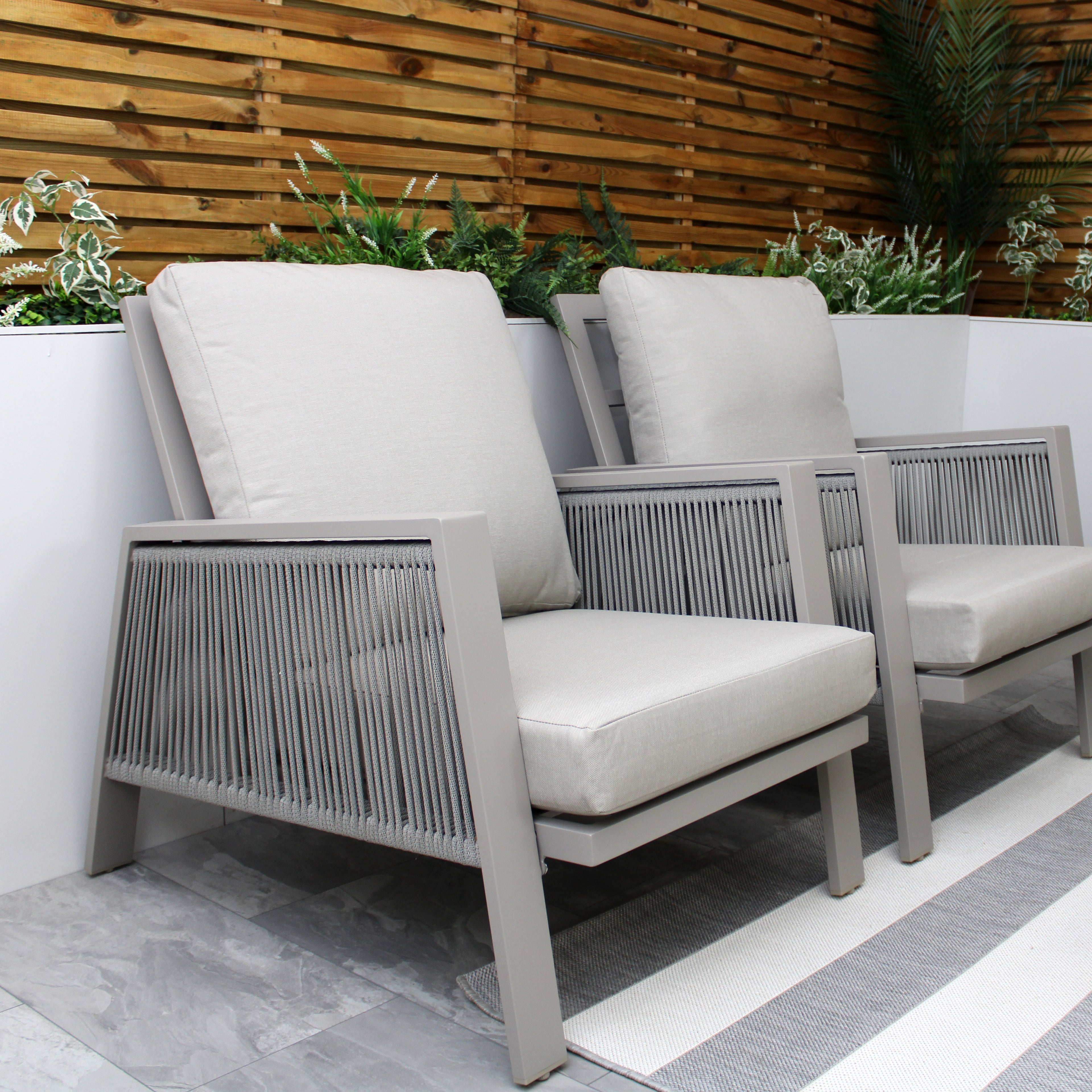 Sicily Light Grey Aluminium 5 Seater Garden Sofa Set