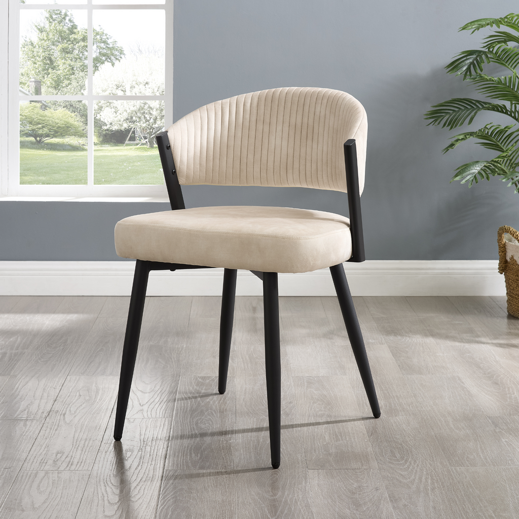 Maria Cream Curved Velvet Dining Chair