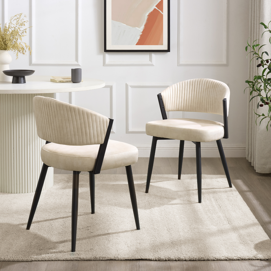 Maria Cream Curved Velvet Dining Chair