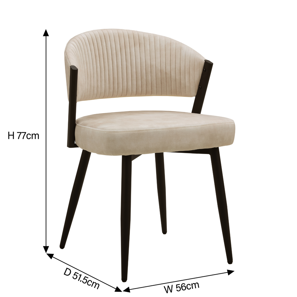 Maria Cream Curved Velvet Dining Chair