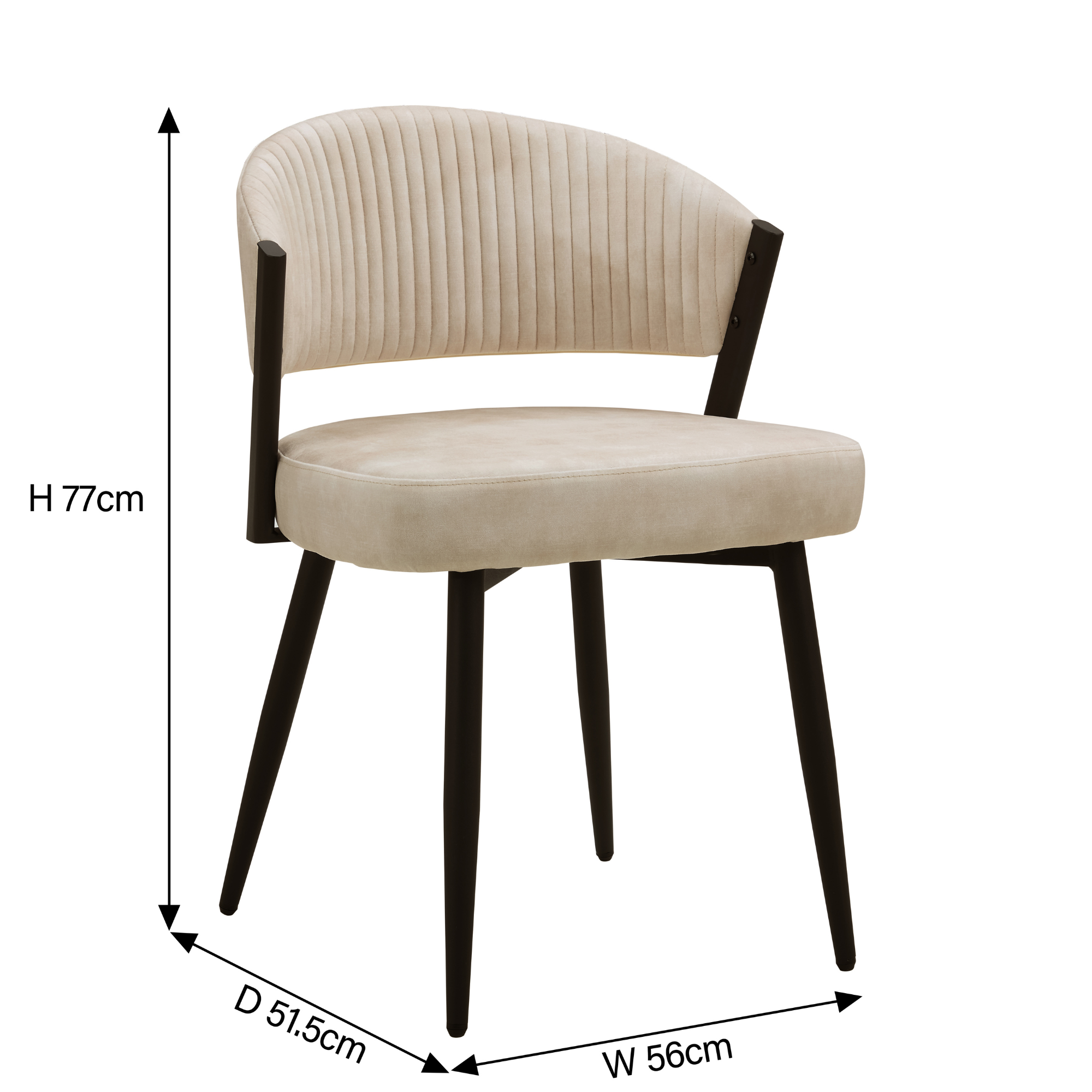 Maria Cream Curved Velvet Dining Chair