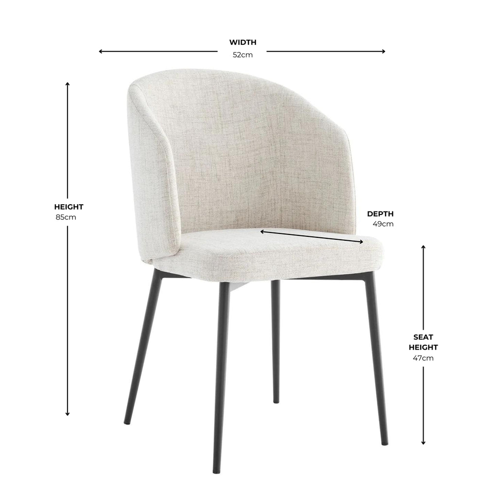 Castelle Ivory Linen Curved Dining Chair