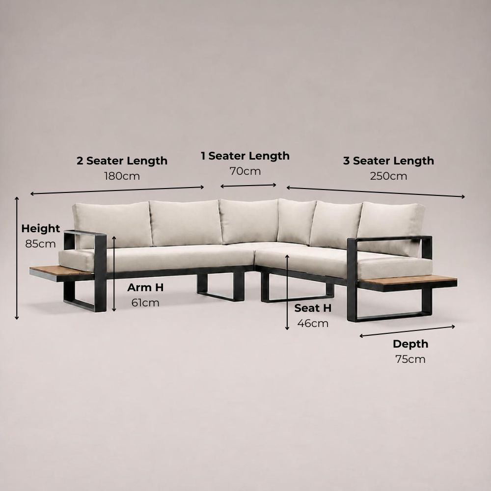 Miami Cream Aluminium 5 Seater Corner Sofa Garden Set