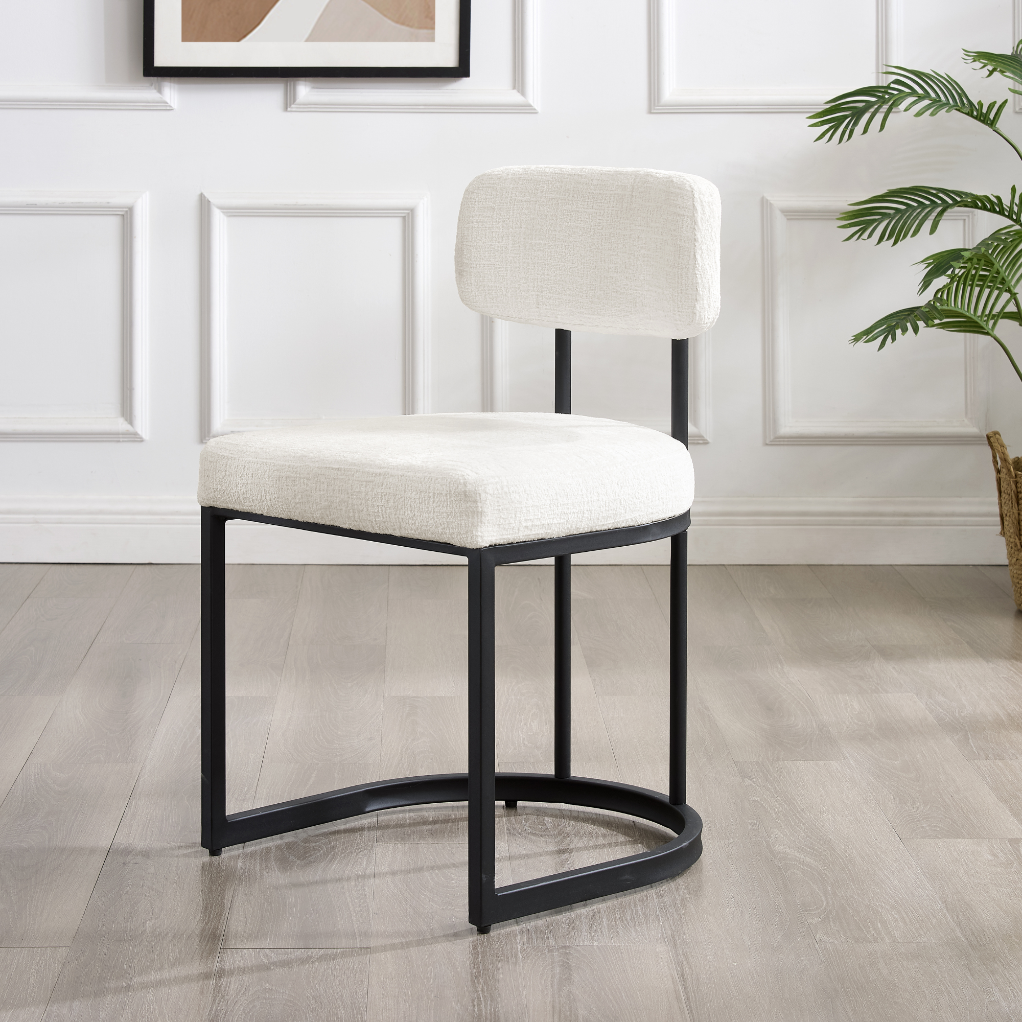 Rhea White Fabric Dining Chair