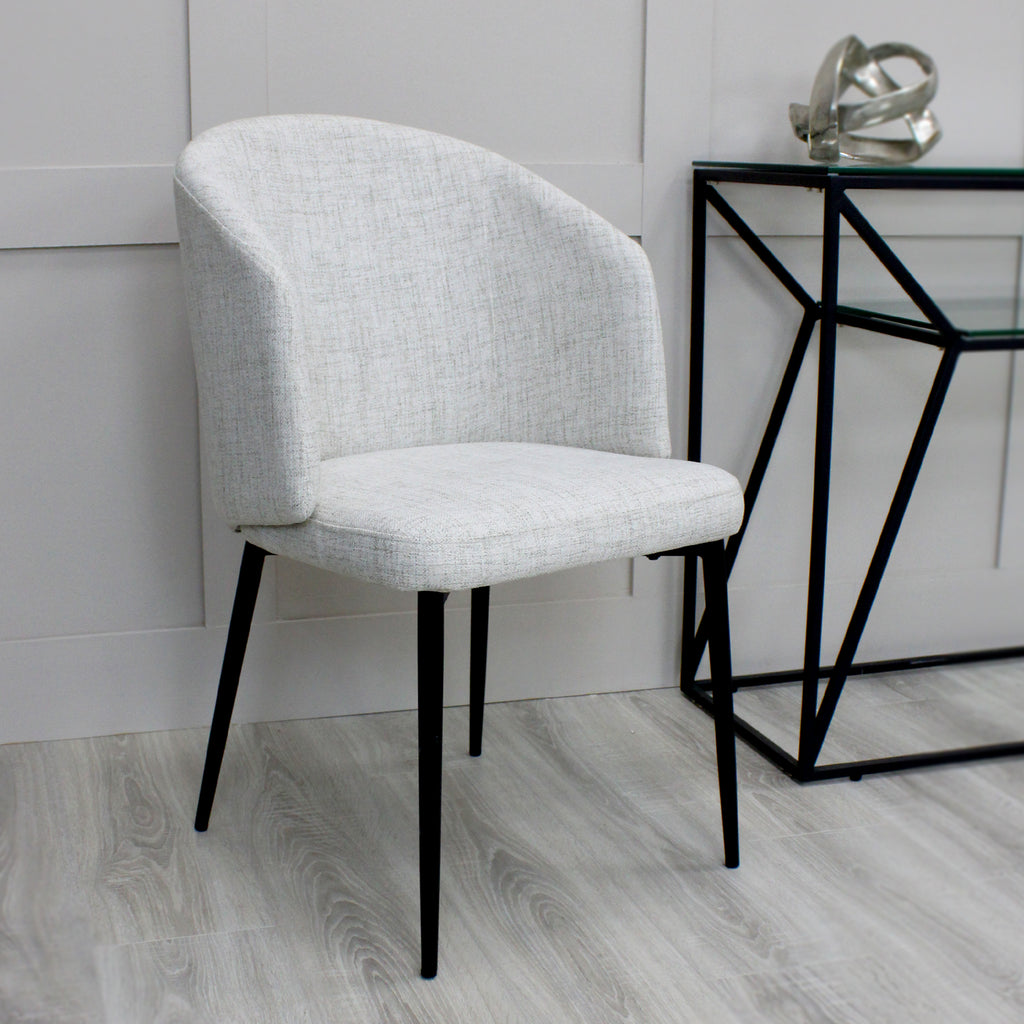 Castelle Ivory Linen Curved Dining Chair