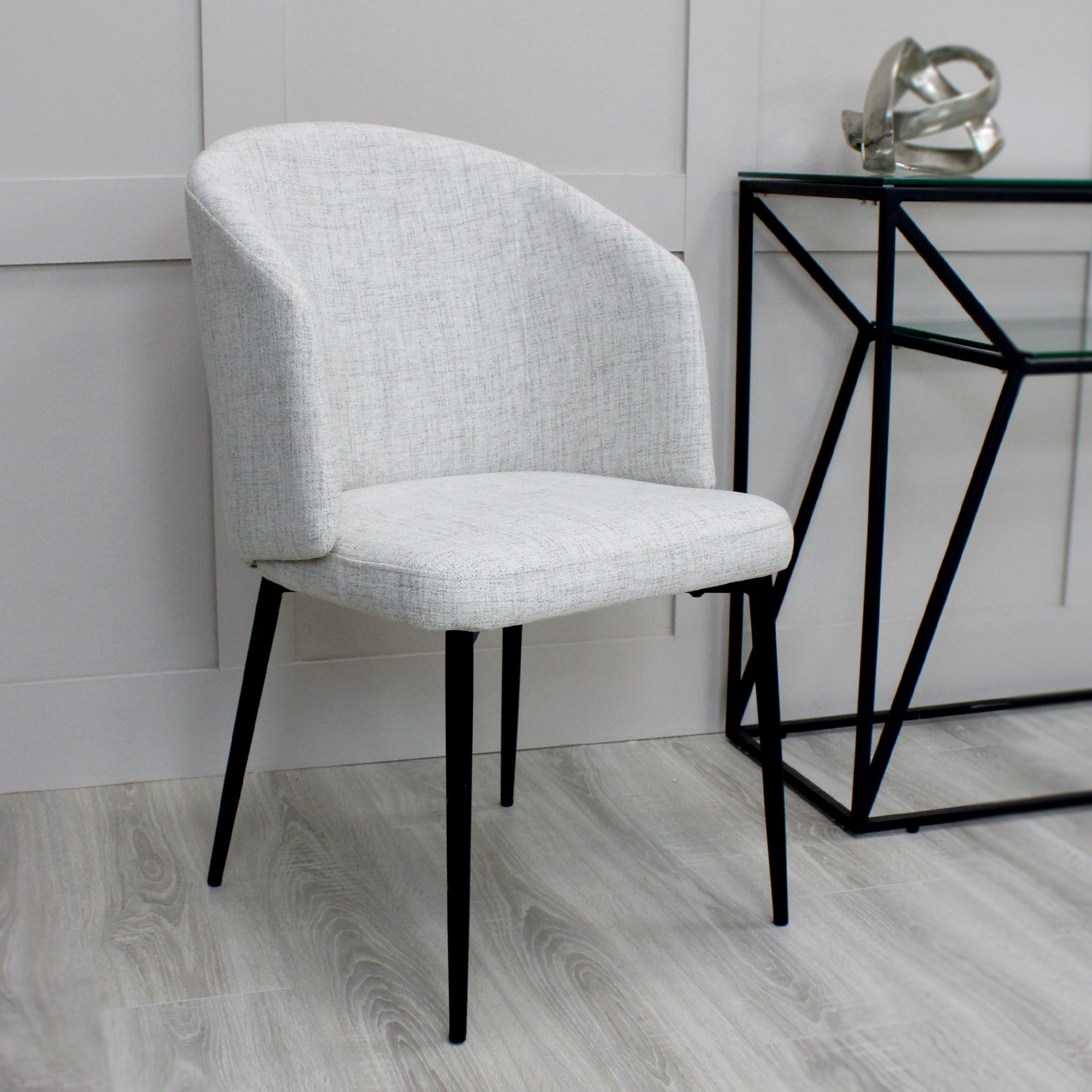 Castelle Ivory Linen Curved Dining Chair