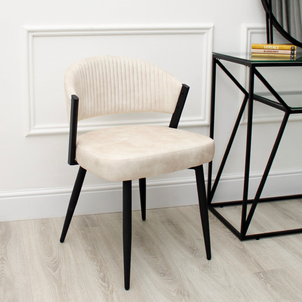 Maria Cream Curved Velvet Dining Chair